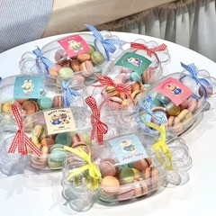 创意马卡龙色透明塑料盒小饼干糖果烘焙包装盒七夕礼品盒打包盒子