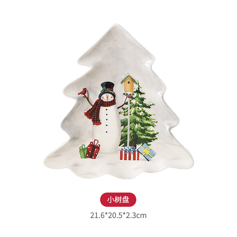 Nórdico país Navidad muñeco de nieve árbol de Navidad plato árbol creativo plato postre plato bandeja vajilla