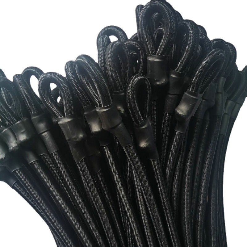 High Elastic Latex Trampoline Elastic Elastic Rope White Tendon Core with Two Ends Pressure Buckle Bungee Elastic Rope Lanyard