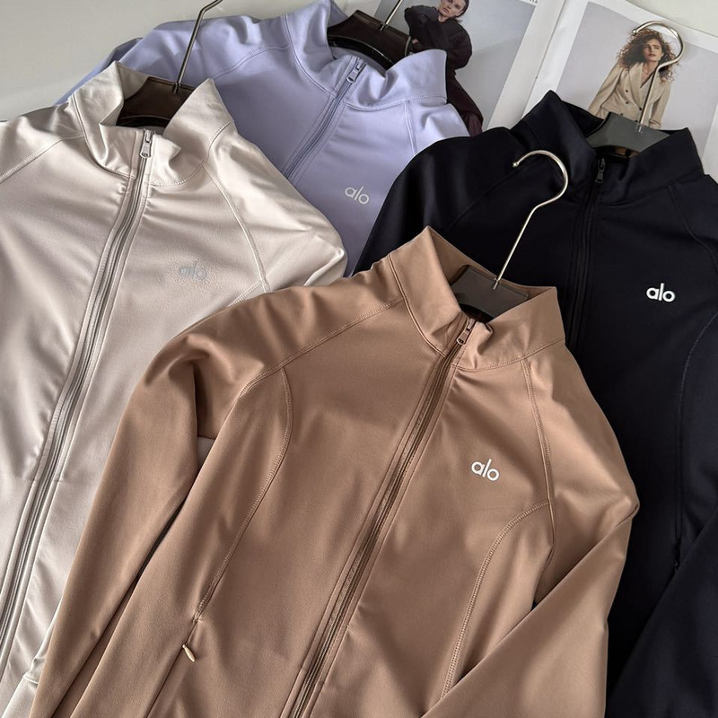 Alo Women's Sports Top, Sun Protection, Yoga Sports, Four-Way Stretch, Heat Dissipation, Breathable, More Comfortable Jacket, Outdoor Jacket