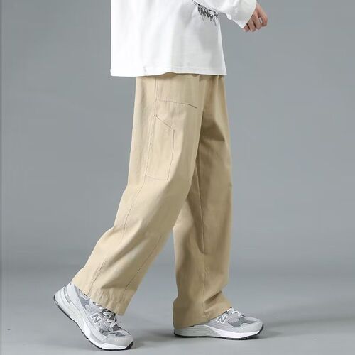 Japanese workwear pants for men, summer thin loose straight-leg trendy brand pants for boys, summer casual long pants