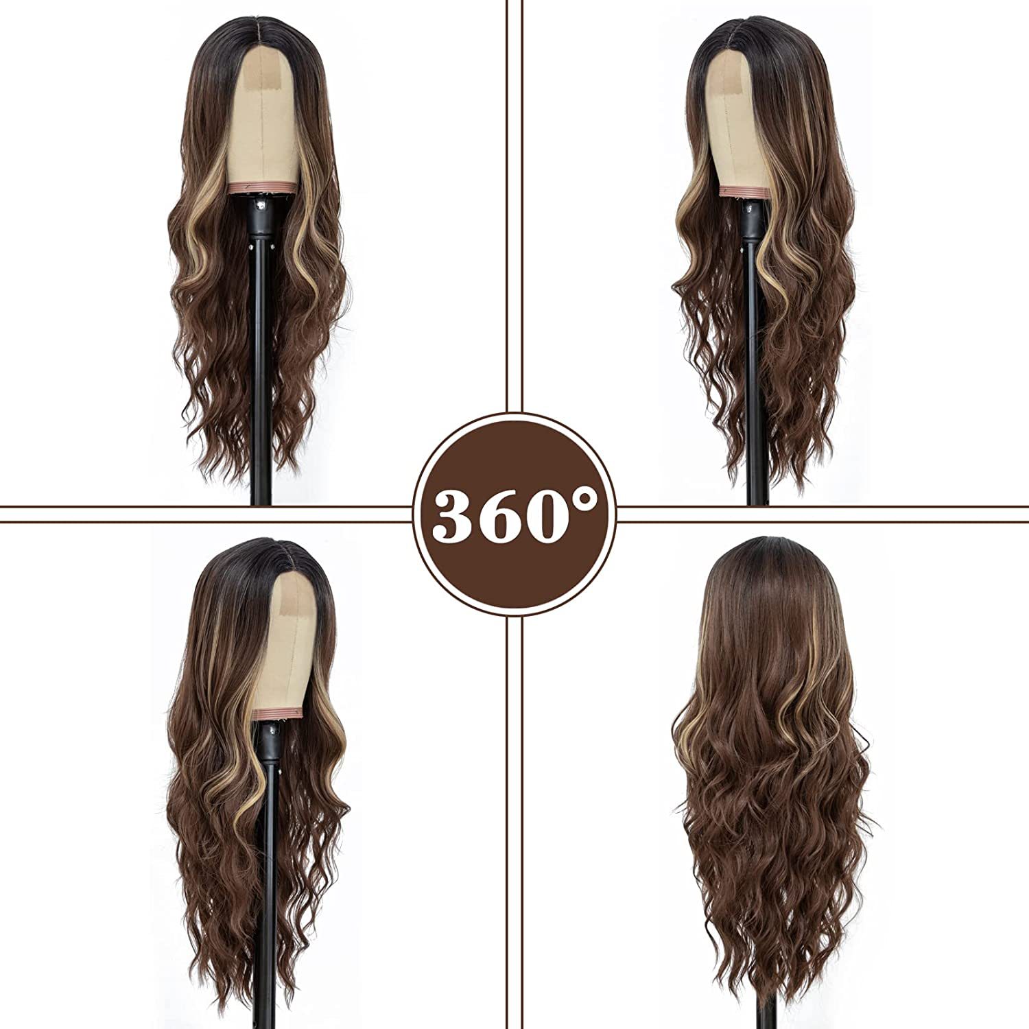 Factory direct supply of European and American women's Chemical Fiber wig small lace headgear big wave Long Body Wigs