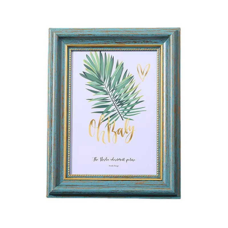 Marco de fotos de madera maciza al por mayor estilo retro hermoso vestido de boda europeo decoración moderna marco de fotos decoración creativa colgante de pared