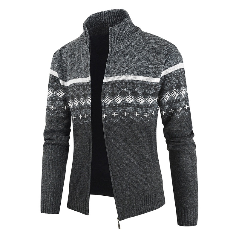 Cárdigan de punto para hombre, ajustado, jacquard, para otoño e invierno, informal, de manga larga, moderno, urbano, cómodo para uso diario.