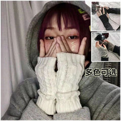Half finger gloves knitted autumn and winter fingerless dark student gloves couple fingerless half gloves writing warm gloves