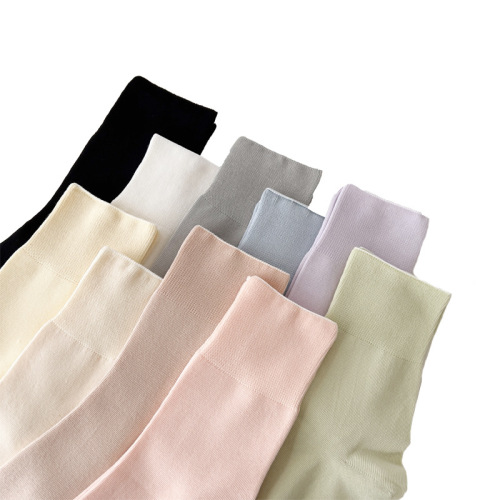 Loose socks for women Japanese simple solid color mid-calf socks spring and autumn Xiaohongshu pile socks confinement stockings boneless