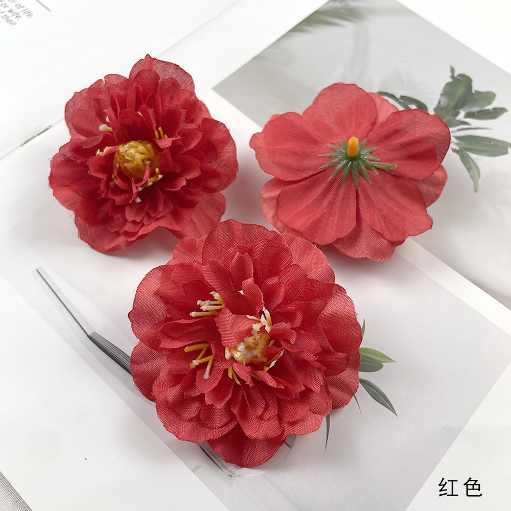 Hibiscus flores europeas DIY azalea falsa flores de flores de cabello accesorios de material de tocado de flores adornos de fotografía para el hogar