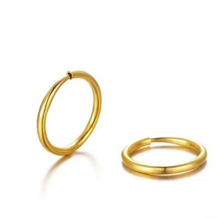 Pure Gold 999 Earrings 3D Hard Gold Hoop Earrings Glossy Gold Simple Ear-Nurturing Hoop Earrings Open Hoop Jewelry