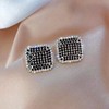 Square silver needle, black advanced earrings, silver 925 sample, bright catchy style, 2021 collection