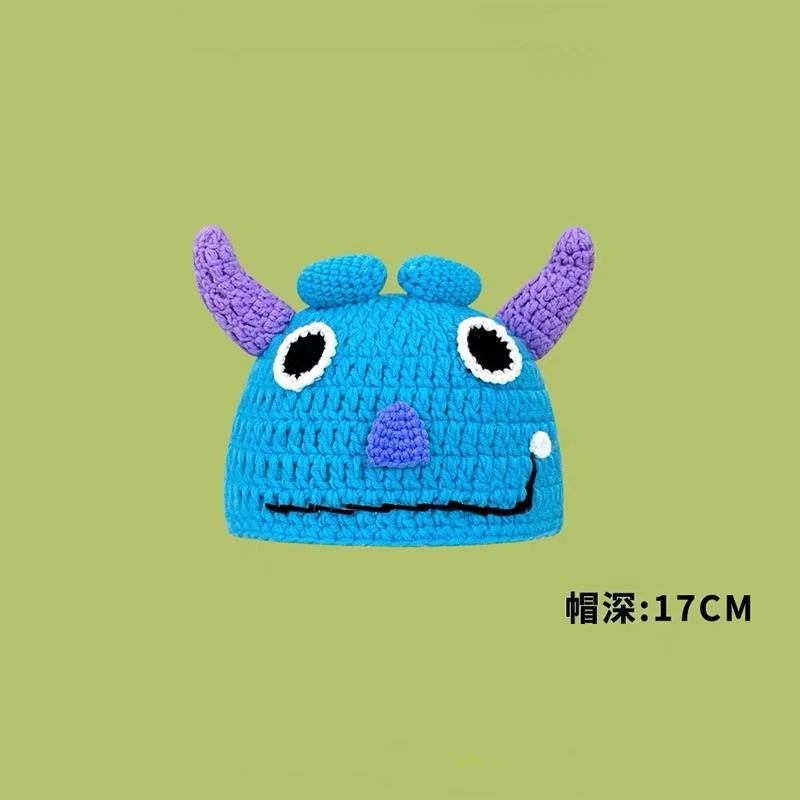 Вязаная шерстяная шапка в стиле мультфильмов, ручная работа демисезон, милые животные стили, 56–58 см