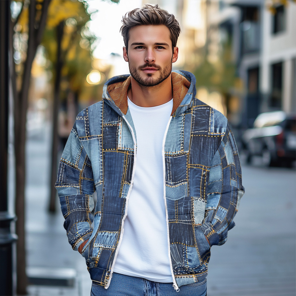 2024 otoño nuevo estilo chaqueta de manga larga a juego de colores para hombres vitalidad juvenil estilo universitario suéter con cremallera MF12