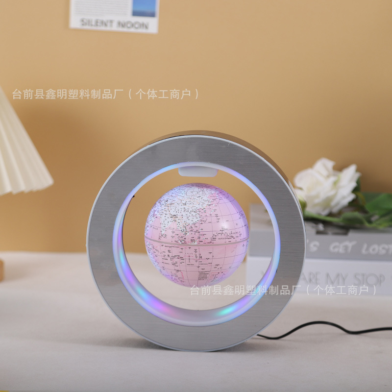 跨境新款磁悬浮地球仪4英寸新奇新款桌面摆件圆形自转发光地球仪|undefined