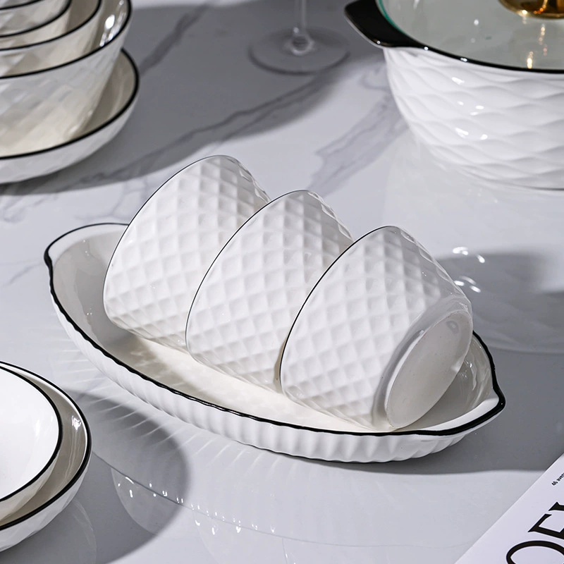Tableware Set, Diamond Pattern 2023 Light-Luxury Home Collection, Multiple piece options