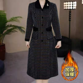 时尚妈妈装春季新款加厚保暖礼服裙子女春秋高档雪尔绒休闲连衣裙