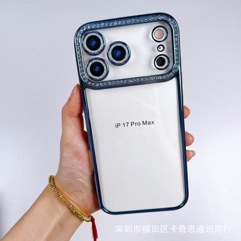 iPhone17PROMAX 携帯電話ケース ラインストーン レンズフィルム Apple 16 電気メッキ エッジ ソフトシェル 透明 落下防止 15 に適しています。|undefined