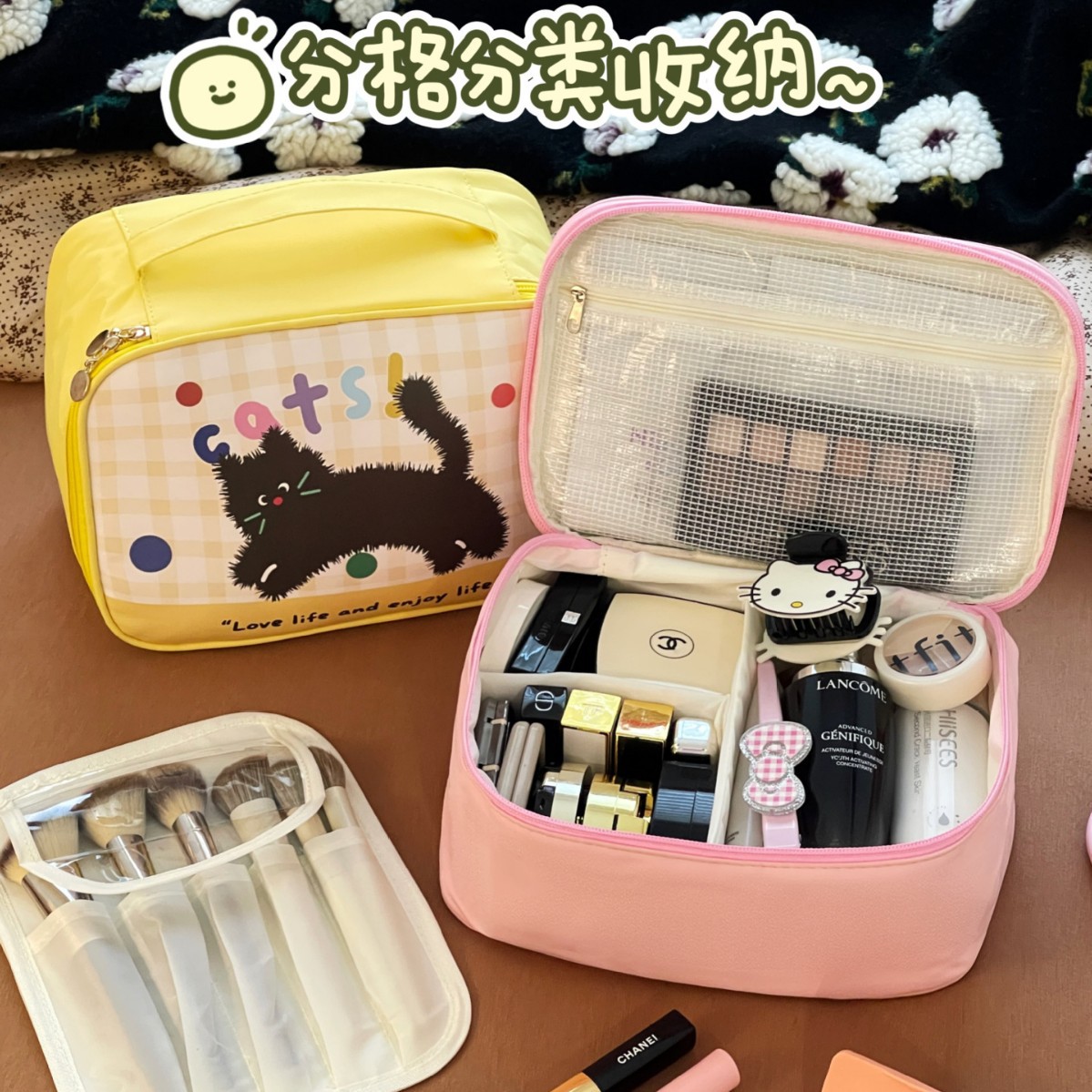 Nueva bolsa de maquillaje de gran capacidad de alta partición de valor facial multicapa portátil para viajar bolsa de almacenamiento de dormitorio resistente a la suciedad