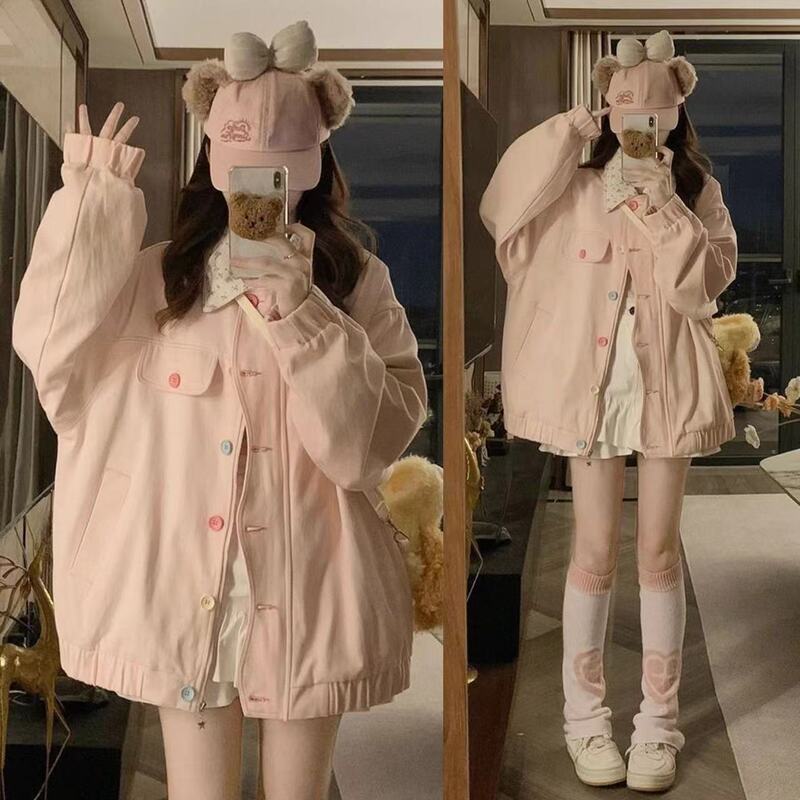 多巴胺甜美小众碎花翻领夹克女春秋季新款设计感宽松潮牌外套|undefined