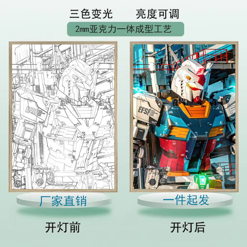 ガンダムライトペインティング男の子の誕生日プレゼントカップルクリエイティブハイエンドナイトライト装飾画アニメーションライトペインティング|undefined