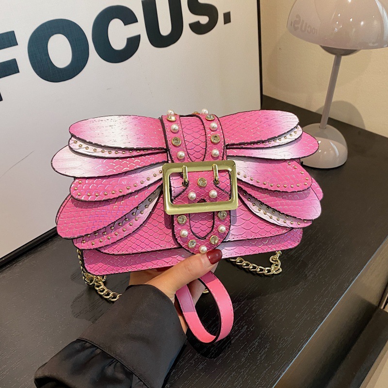 Bolso de cadena de comercio exterior transfronterizo 2025, otoño nuevo colorido bolso de hombro mariposa de mujer, bolso de mochila dorado brillante con diamantes