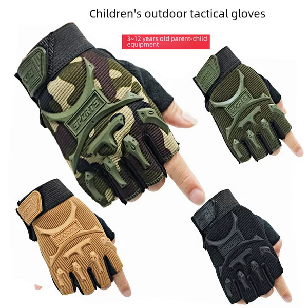 Outdoor Special Forces Children's Gloves Men's Half-finger Sports Fitness Non-slip Tactical Gloves Women's Military Fans Primary School Students Training