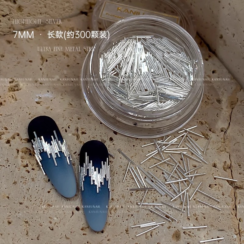 Barras metálicas de joyería de manicuría red club nocturno bungee flash flash reflector remaches brillantes plata nail ornamentos