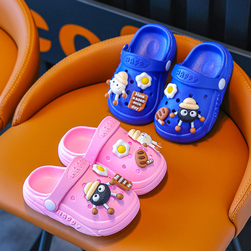 Zapatillas para niños verano interior antideslizante suave Fondo bebé niños agujero zapatos cerrado dedo del pie bebé niñas lindas zapatillas