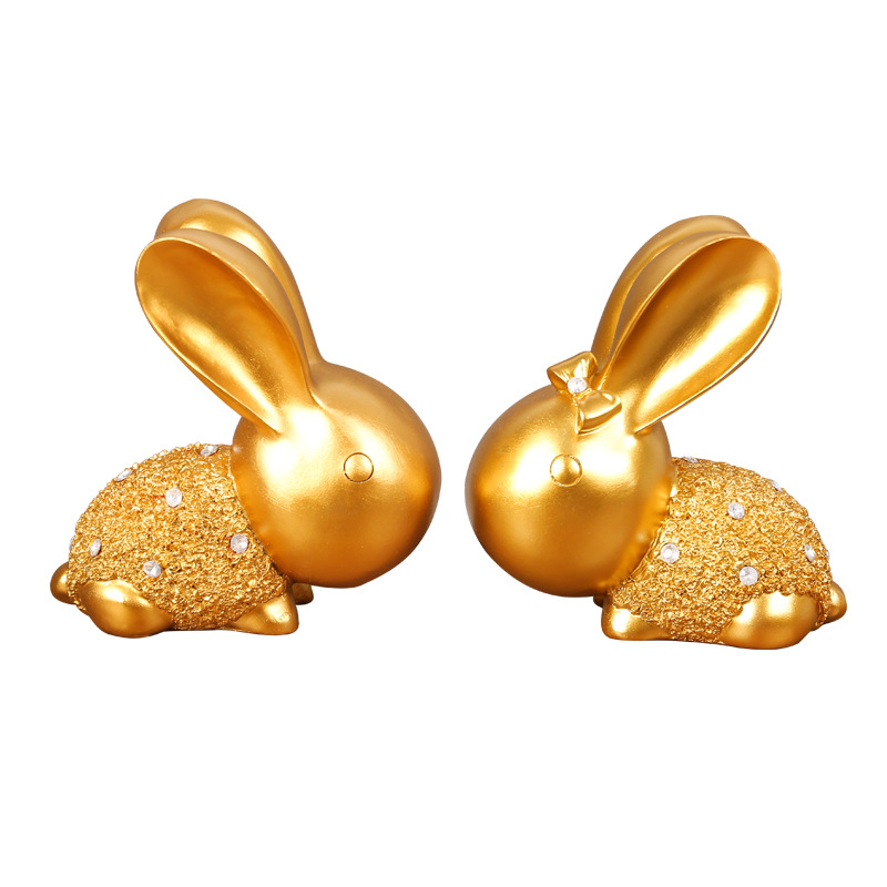 Nordic Light Luxury Cute Rabbit Resin Ornaments Simple Couple Rabbit Creative Desktop Entrance Decorations