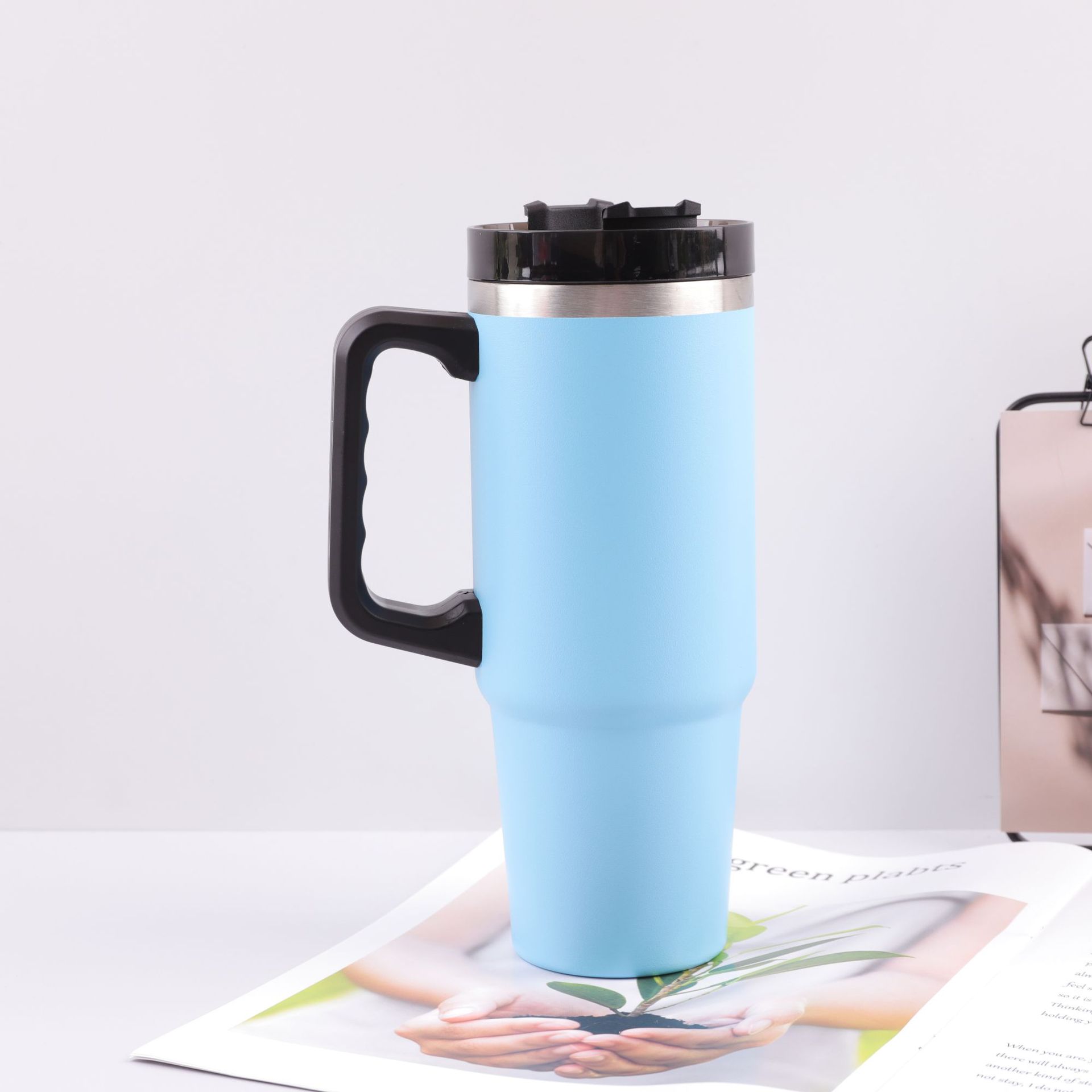 Transfronterizos 30oz mango taza de automóvil de acero inoxidable taza de aislamiento de alta capacidad taza de automóvil portátil al aire libre