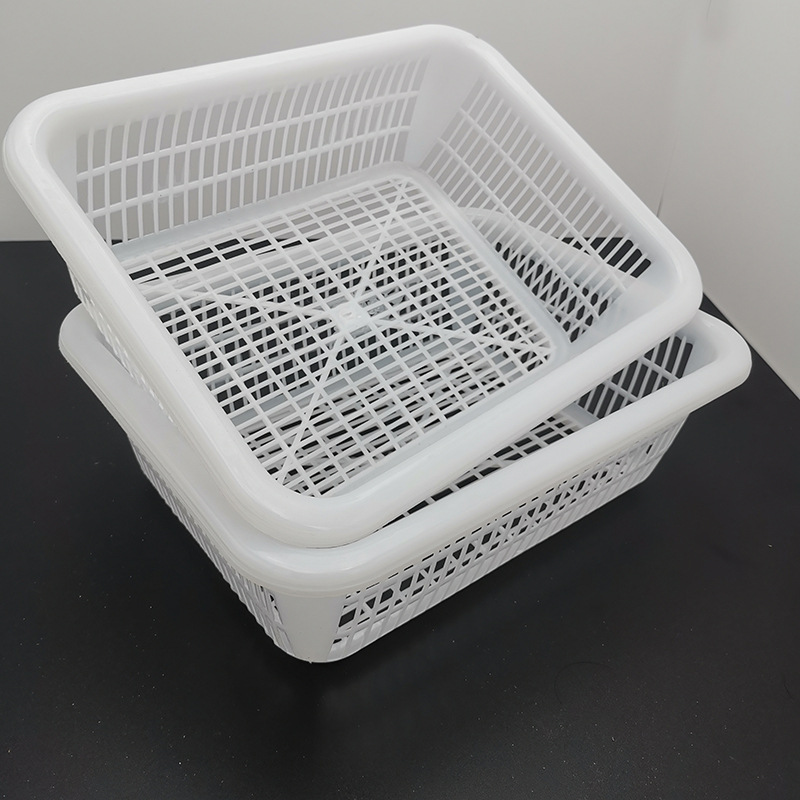 I2500 1 # pequeña cesta de seda cuadrada blanca de plástico de cocina rectangular profundo drenaje canasta de canola cuadrada tamiz de agua