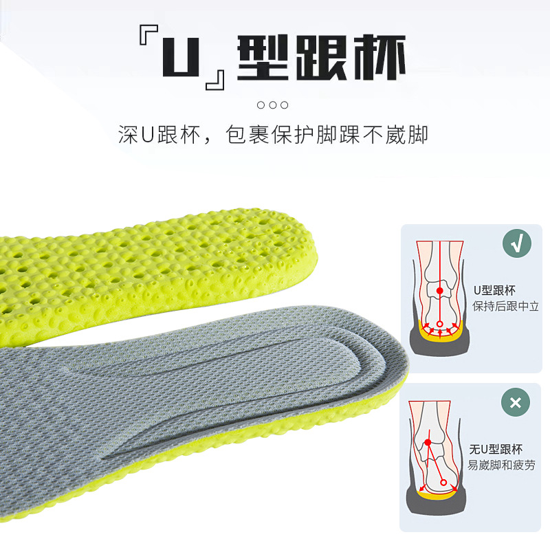 Huella de pie de alta calidad, una pieza de PU pie de mierda sensación insolelas de zapatos para hombres y mujeres de comercio electrónico ultra suave deportes corriendo amortiguamiento de choque alto