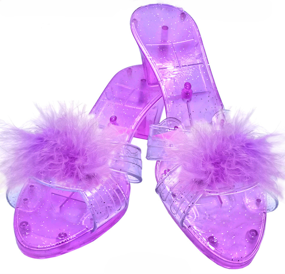 푹신한 신발 투명 진주 밑창 보라색