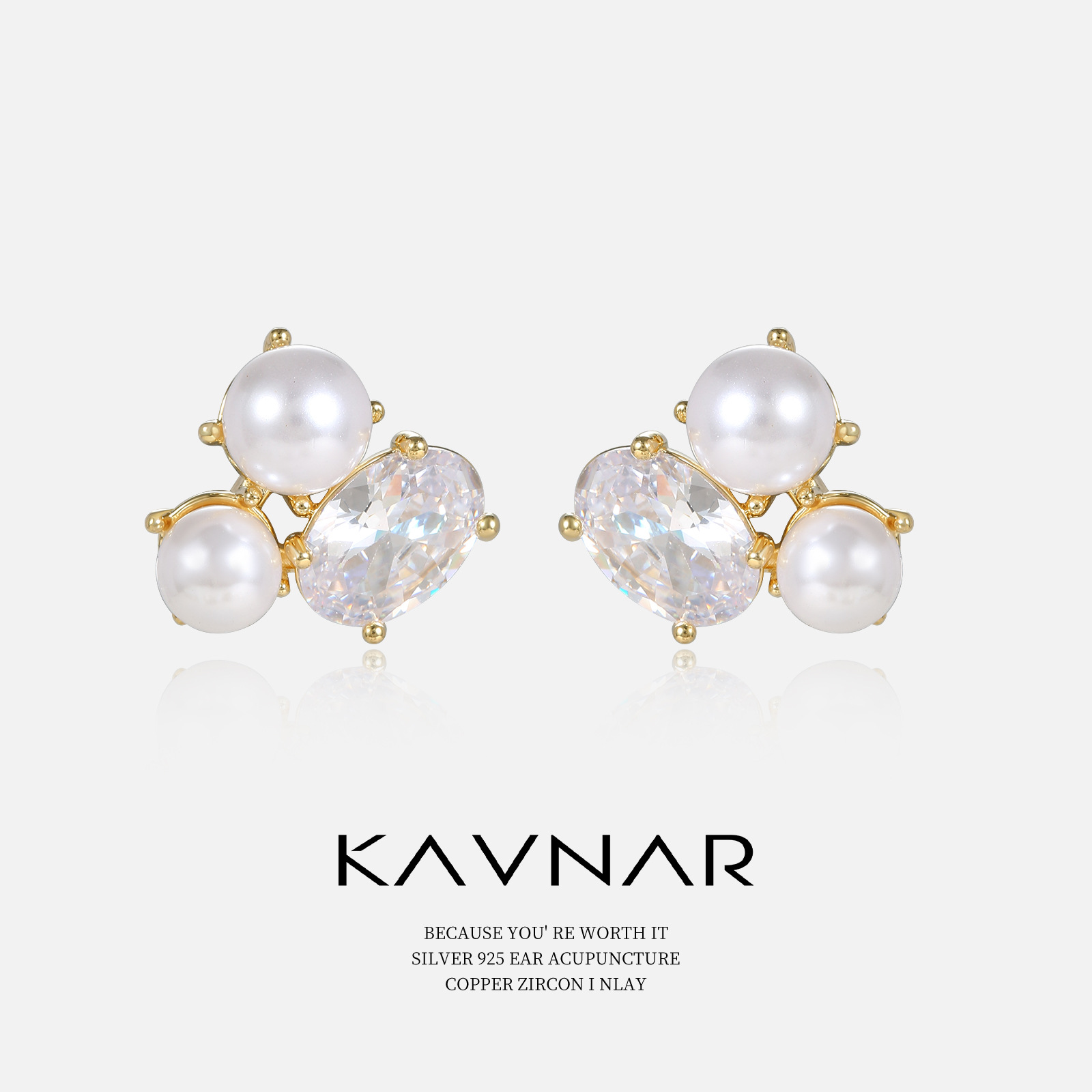 Cute geometric fashionable earrings pearl with zircon