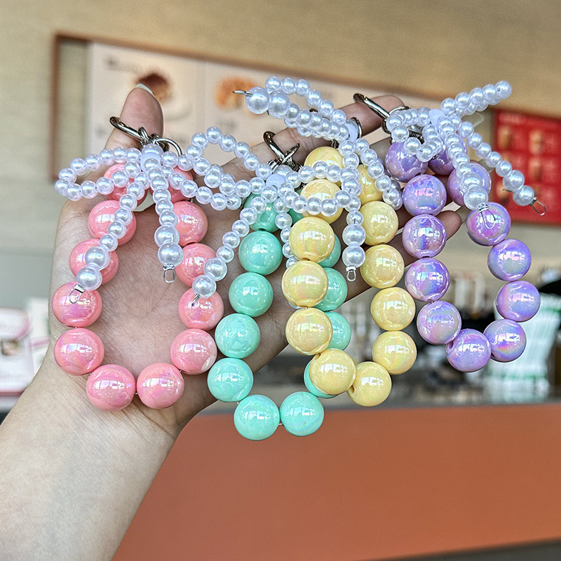 Live Broadcast High-Quality Glossy Fresh Mint Green Pink Sweet Pearl Mobile Phone Chain Bag Pendant Key Chain Pendant