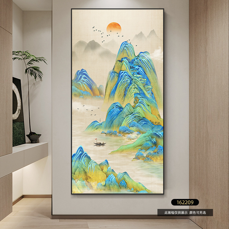 千里の山と川の絵、玄関ホールの装飾画、新しい中国風の風景画、中国絵画、垂直廊下通路吊り絵|undefined