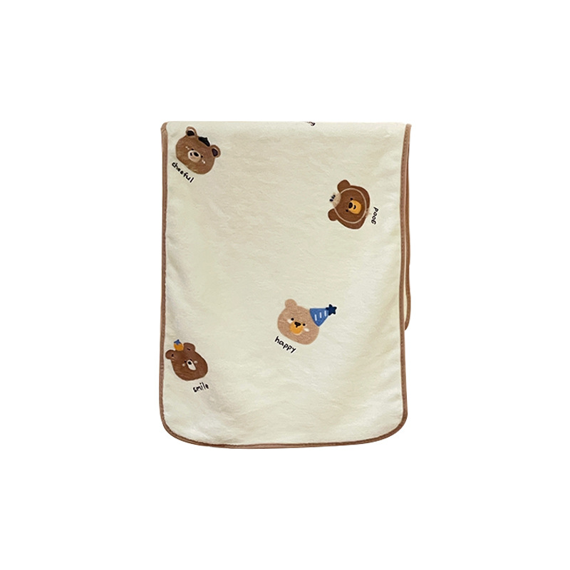 Falda de baño de lana de coral de oso lindo de dibujos animados para mujer, lavado de cara suave y absorbente, toalla facial, baño en casa, toalla de baño gruesa