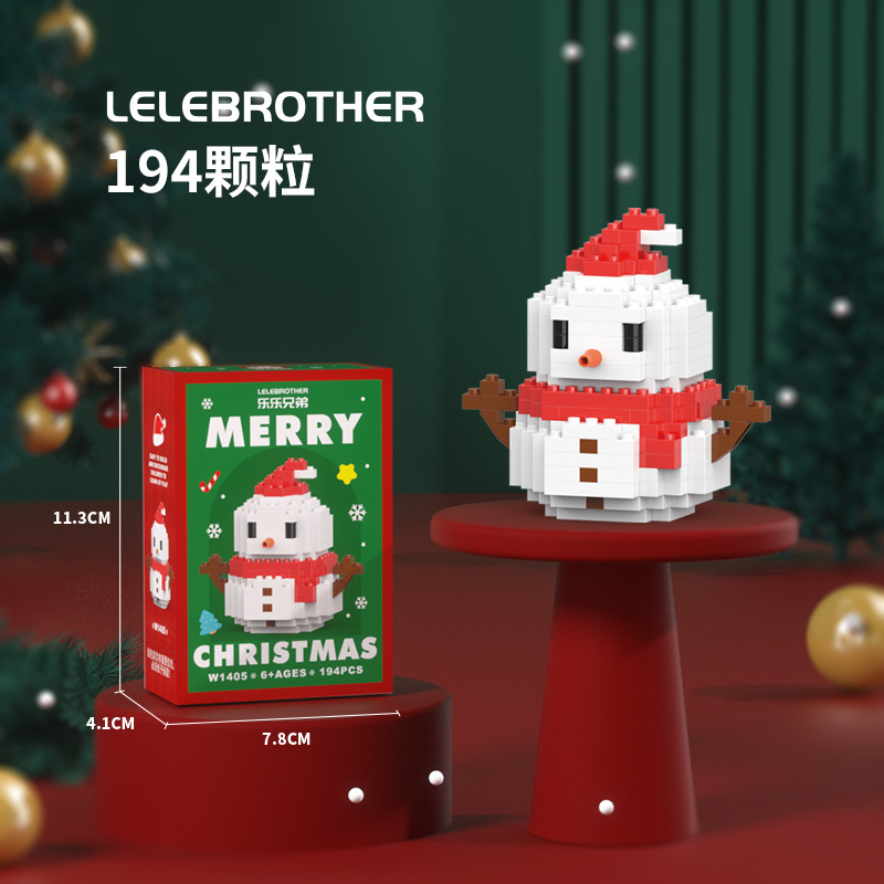 Regalos de Navidad Bloques de construcción Pequeñas partículas Juguetes para niños Papá Noel Muñeco de nieve Árbol de Navidad Puzzle tren