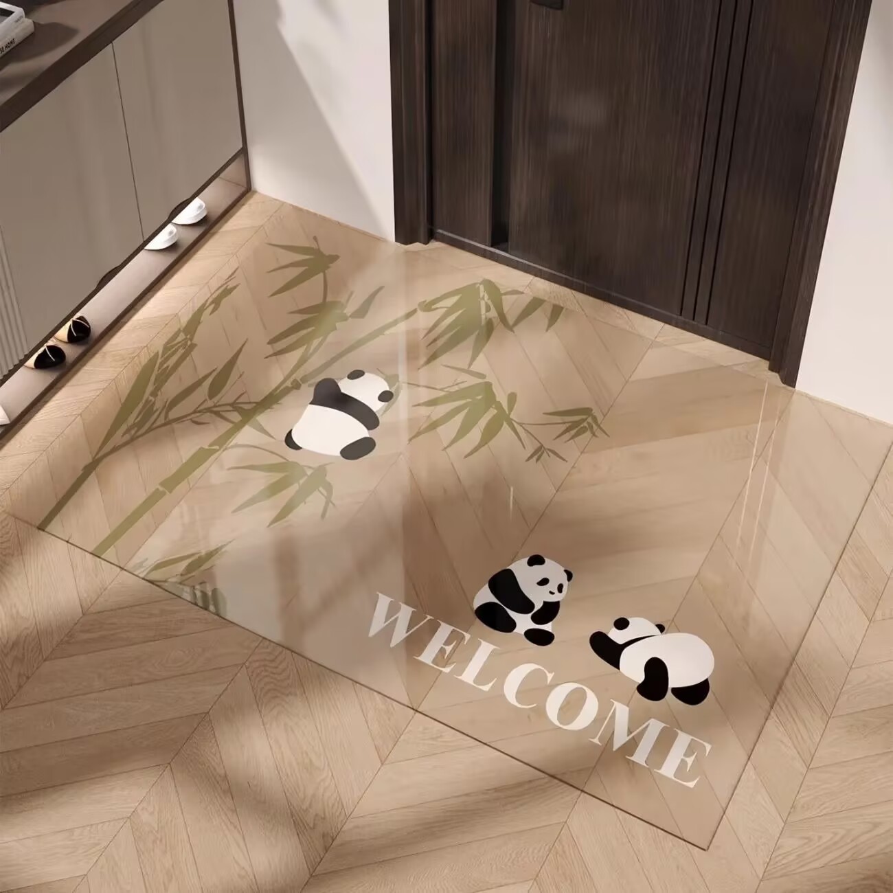 Entrance Door Mat with a Light Luxury and High-End Feel, Pvc Transparent Soft Glass Non-Slip Foot Mat for Home Entrance and Main Door