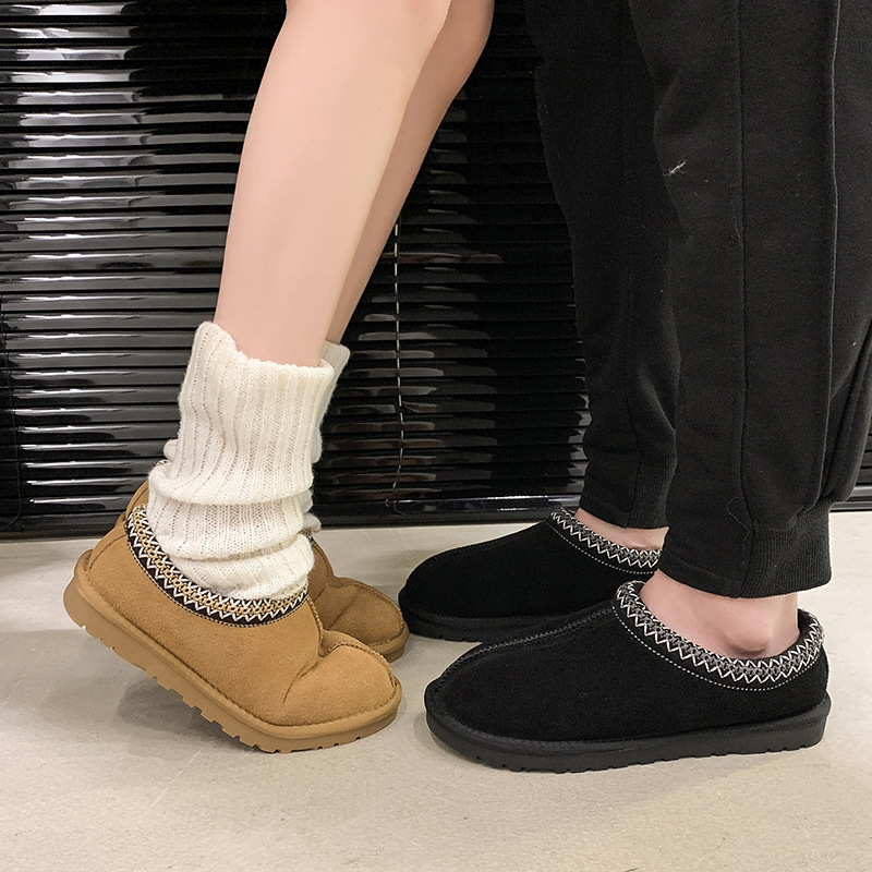 Large Size 36-45 Flat Ethnic Style Snow Boots for Men, New Autumn and Winter Cross-Border Woven Couple Style Fleece-Lined Cotton Slippers for Women Large Size 36-45 Flat Ethnic Style Snow Boots for Men, New Autumn and Winter Cross-Border Woven Couple Style Fleece-Lined Cotton Slippers for Women
