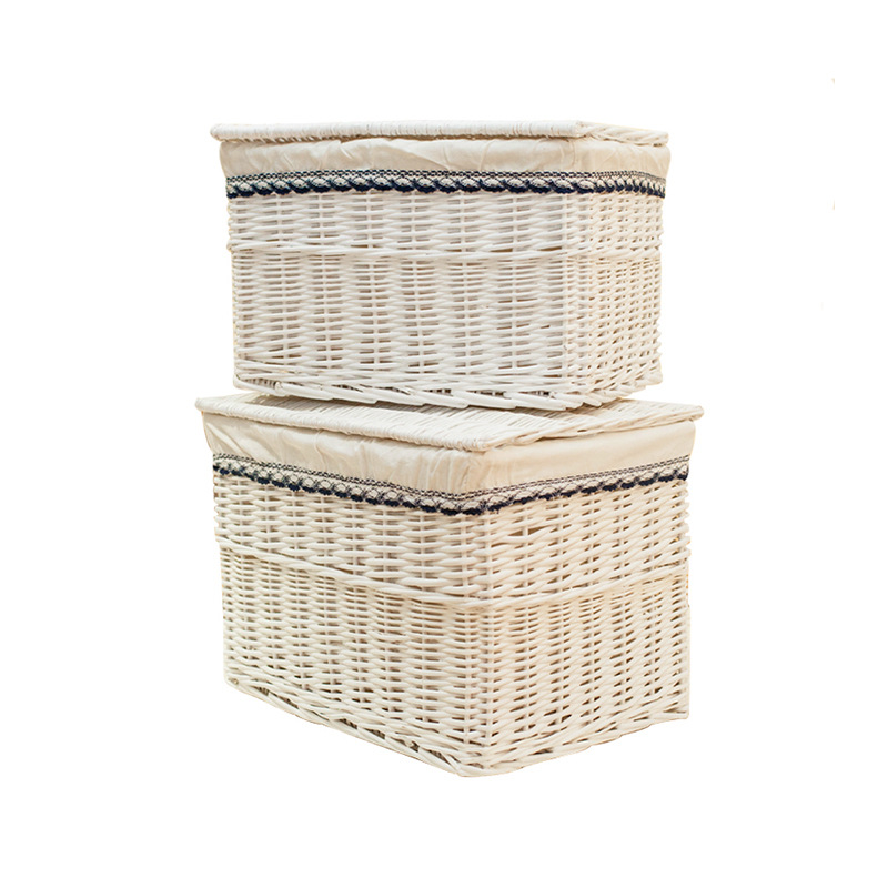 Yiran en stock ratán organizador caja tejida con cubierta de tela extraíble y lavable casa dormitorio ropa edredón almacenamiento cesta