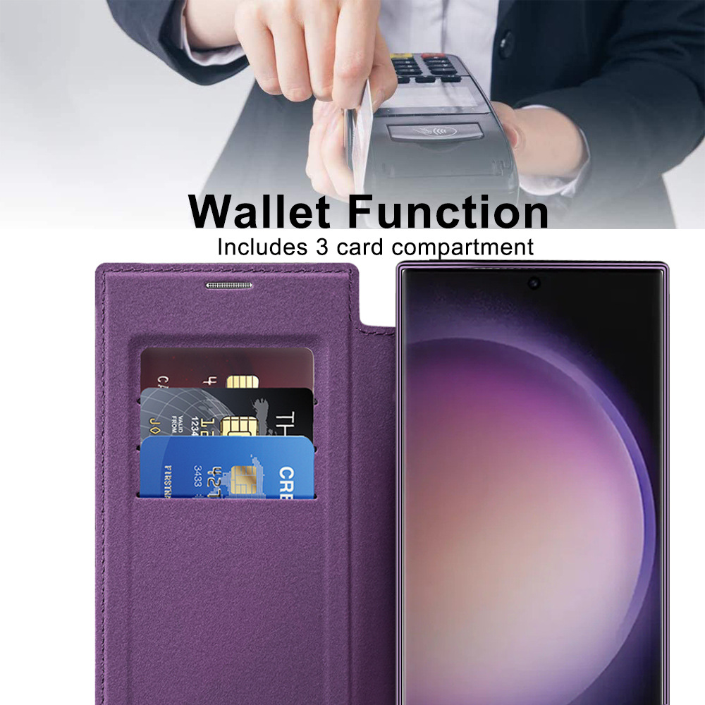 Funda de cuero magnética estilo Yashun con fragancia discreta, adecuada para Samsung S26 Ultra A36, funda protectora abatible de cobertura total para S24