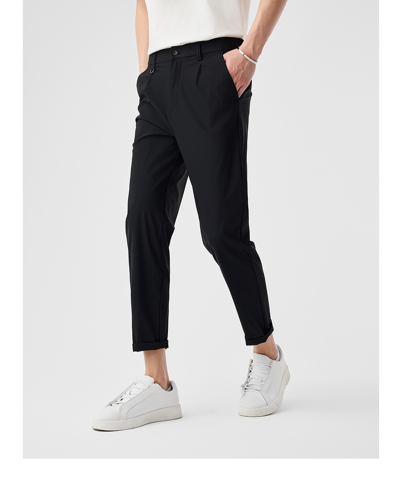 Quần kaki nam công sở ống đứng dáng suông, chất liệu lụa mát mặc mùa hè — Màu đen chi tiết 30