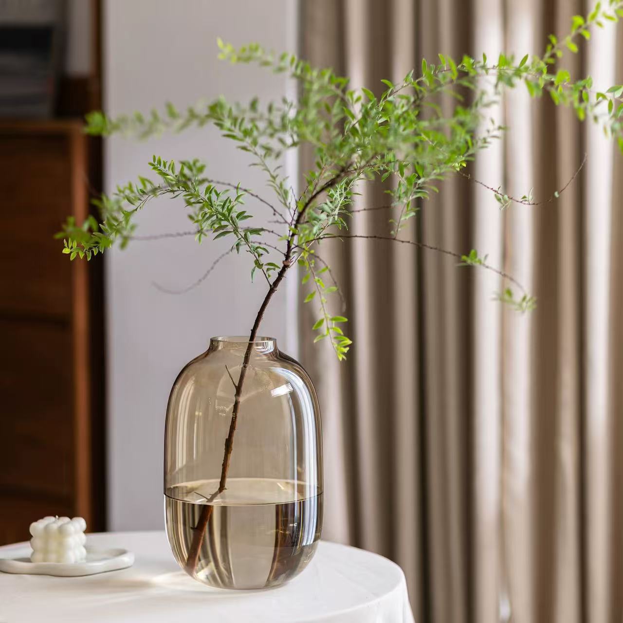 Jarrón de vidrio de pie, jarrón especial de gran capacidad para Aronia, adecuado para sala de estar, para arreglos florales, jarrón colgante transparente para cultivo acuático, hecho a mano.