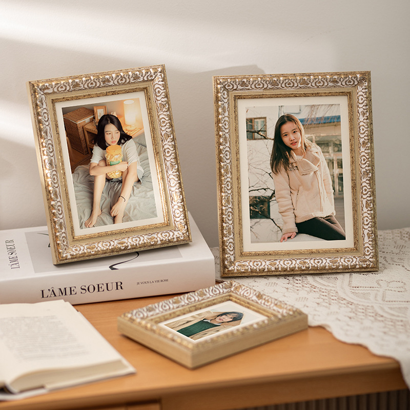 Palace-Style Gold-Stamped Embossed Creative American Retro Children's Wedding Photo Studio Frame for Tabletop Display and Wall Hanging
