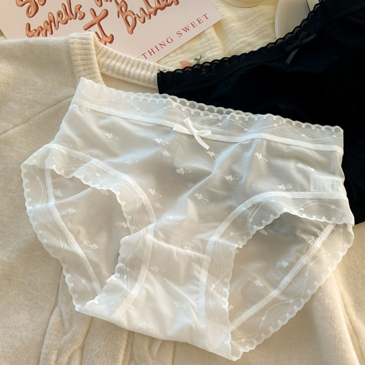 Ladies lace underwear summer cotton cotton 7A antibacterial crotch pure wind sexy plus size waist ice silk girls wholesale