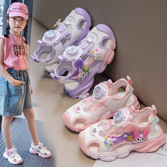 Girls' Baby's Sandals with Baotou Sports 2025 Summer New Style Men's and Children's Beach Fit Shoes Little Girl's Soft-soled Shoes