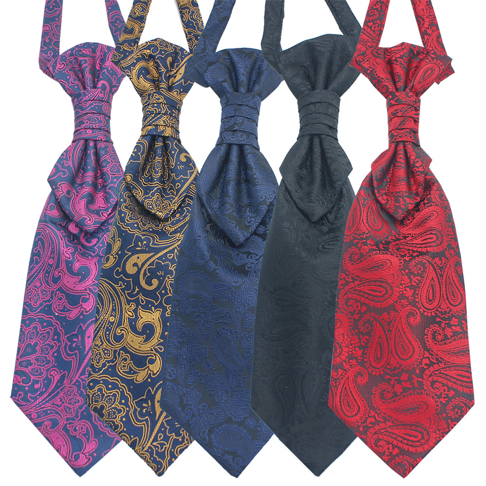 Fabricantes de corbatas de nudo de Hong Kong para hombres al por mayor corbata de seda de poliéster jacquard negro ultra ancho traje chaleco accesorios