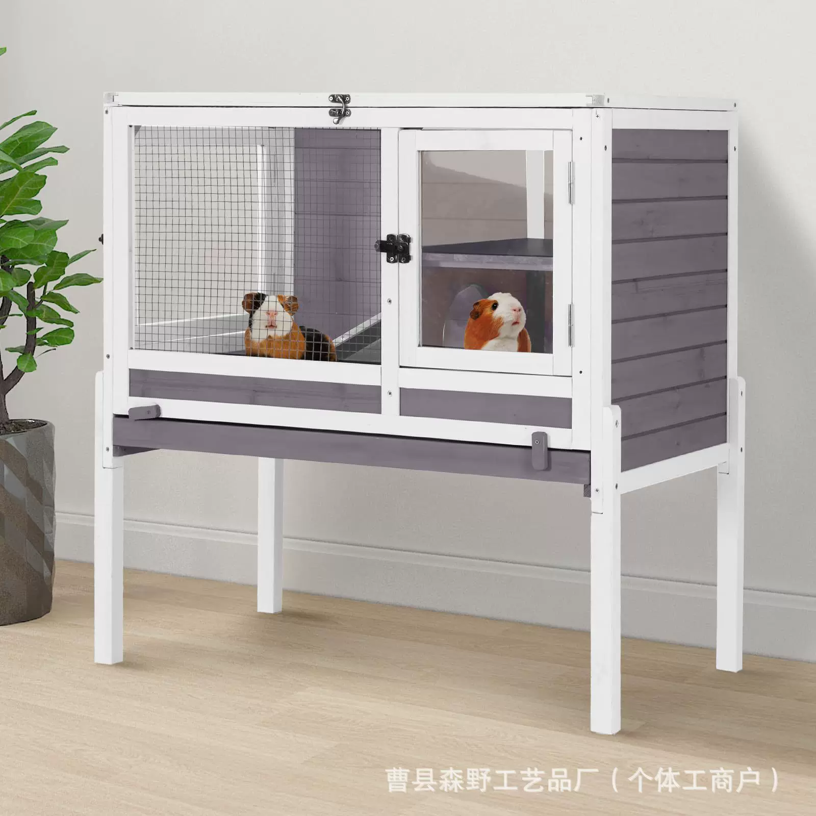 出口 跨境实木户外兔笼幼儿园兔子养殖笼兔别墅防雨防腐兔房子鸽