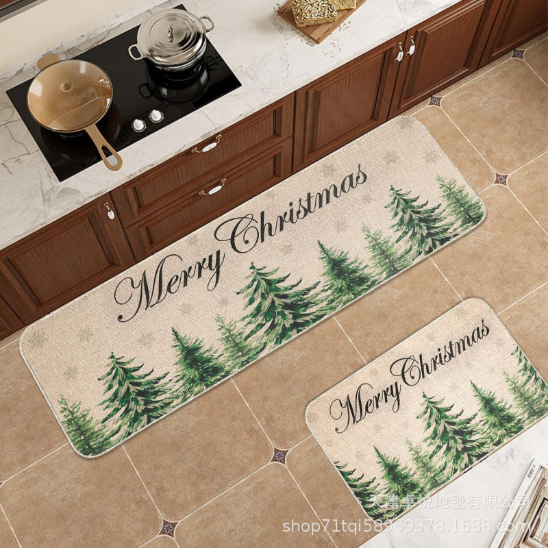 クロスボーダークリスマスグリンチフロアマットキッチン吸水・吸油フットマットホリデーデコレーションカーペット玄関ドアマット|undefined