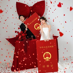 巨大な結婚証明書 KT ボード特大婚約証明書写真小道具結婚登録と撮影ハンドヘルド囍バナー