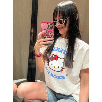 25 New Summer Kt Heavy-Duty Washed Handmade Hole Design High Weight Short-Sleeved Kt Must-Have